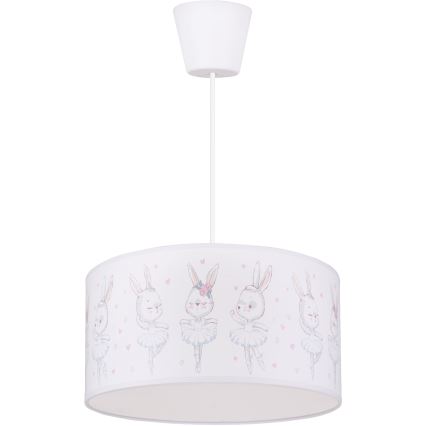 Brilagi - LED-Kinder-Pendelleuchte an Kabel BOBO 1xE27/60W/230V Ø 35 cm weiß/Häschen