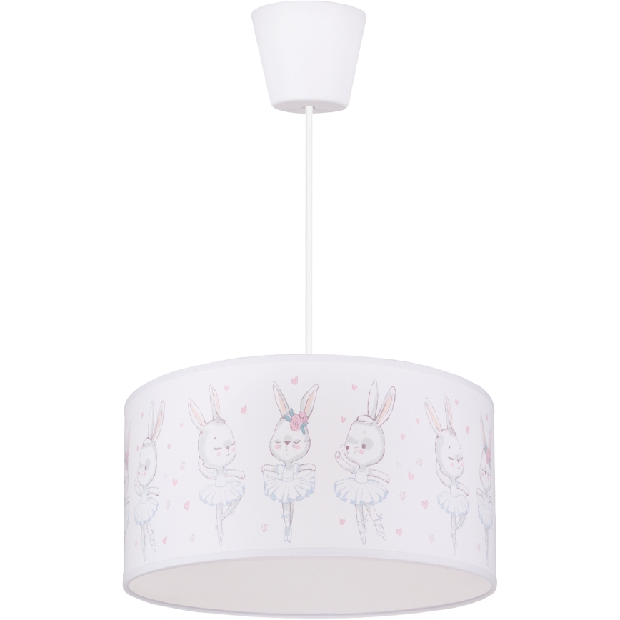 Brilagi - LED-Kinder-Pendelleuchte an Kabel BOBO 1xE27/60W/230V Ø 35 cm weiß/Häschen