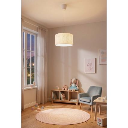 Brilagi - LED-Kinder-Pendelleuchte an Kabel BOBO 1xE27/60W/230V Ø 35 cm weiß/Häschen