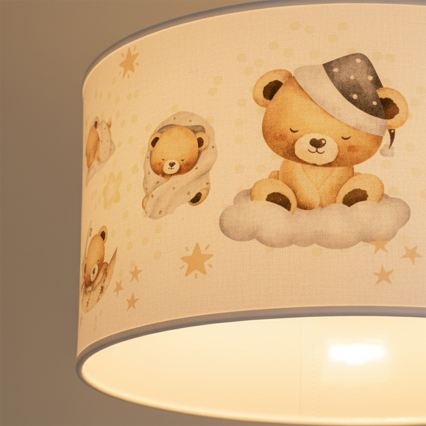 Brilagi - LED-Kinder-Pendelleuchte an Kabel BOBO 1xE27/60W/230V Ø 35 cm weiß/Teddybären