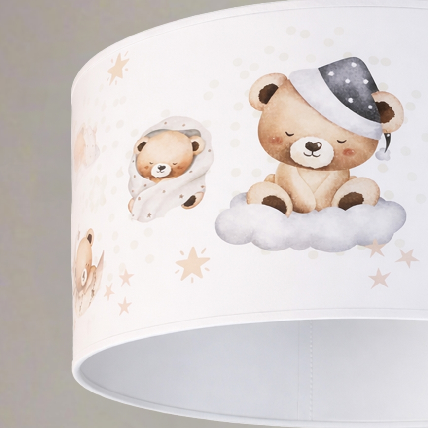 Brilagi - LED-Kinder-Pendelleuchte an Kabel BOBO 1xE27/60W/230V Ø 35 cm weiß/Teddybären