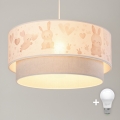 Brilagi - LED-Kinder-Pendelleuchte an Kabel BOBO 1xE27/60W/230V Ø 40 cm creme/grau/royalblau