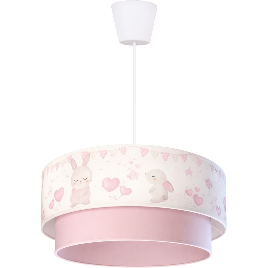 Brilagi - LED Kinder-Pendelleuchte mit Kabelaufhängung BOBO 1xE27/60W/230V Ø 40 cm creme/rosa/Häschen