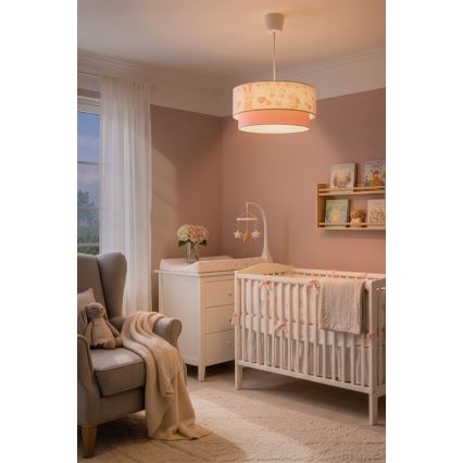 Brilagi - LED Kinder-Pendelleuchte mit Kabelaufhängung BOBO 1xE27/60W/230V Ø 40 cm creme/rosa/Häschen