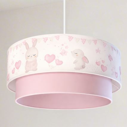 Brilagi - LED Kinder-Pendelleuchte mit Kabelaufhängung BOBO 1xE27/60W/230V Ø 40 cm creme/rosa/Häschen