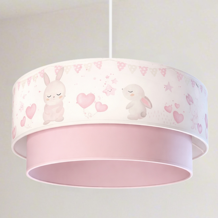 Brilagi - LED Kinder-Pendelleuchte mit Kabelaufhängung BOBO 1xE27/60W/230V Ø 40 cm creme/rosa/Häschen