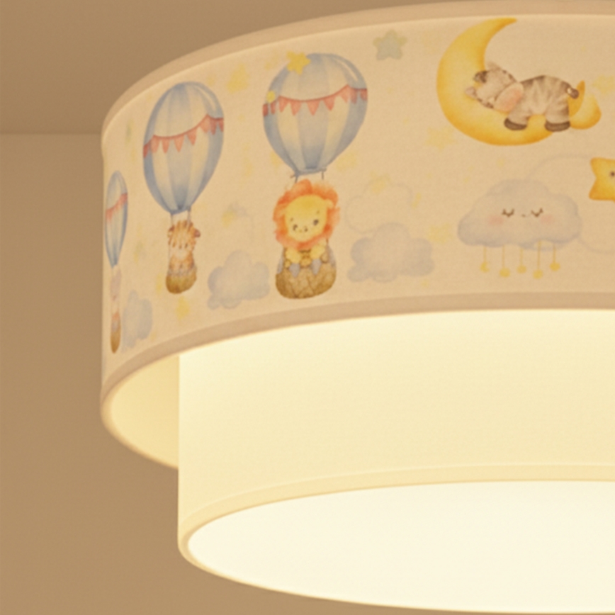 Brilagi - LED-Kinder-Hängeleuchte BOBO an Kabel 1xE27/60W/230V Ø 40 cm weiß/beige/mit Tiermotiven