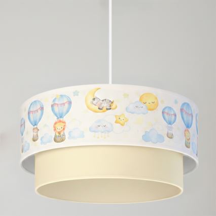 Brilagi - LED-Kinder-Hängeleuchte BOBO an Kabel 1xE27/60W/230V Ø 40 cm weiß/beige/mit Tiermotiven