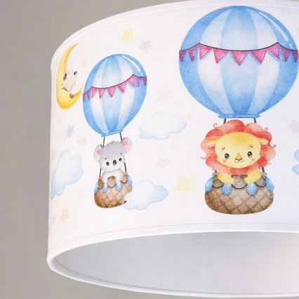 Brilagi - LED Kinder-Pendelleuchte an Schnur BOBO 1xE27/60W/230V Ø 35 cm weiß/Tiermotive