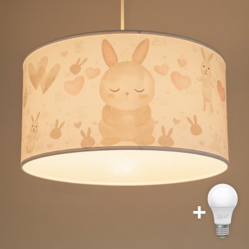 Brilagi - LED Kinder-Pendelleuchte an Seil BOBO 1xE27/10W/230V pr. 35 cm weiß/Häschen