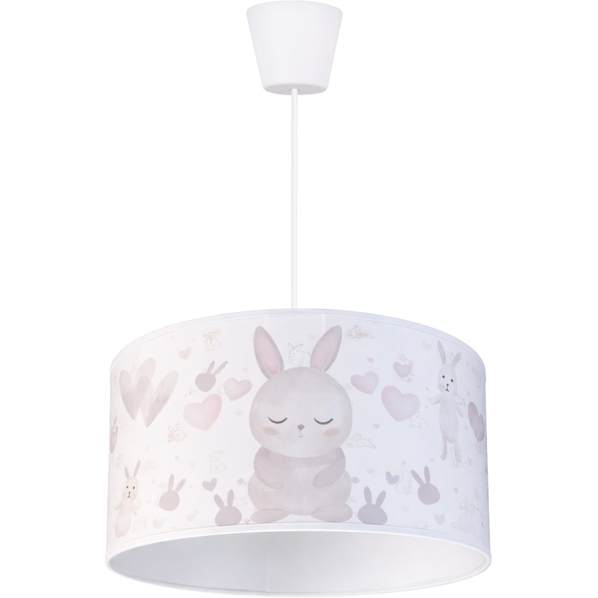 Brilagi - LED Kinder-Pendelleuchte an Seil BOBO 1xE27/10W/230V pr. 35 cm weiß/Häschen