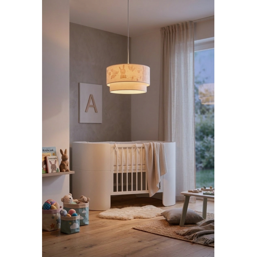 Brilagi - LED Kinder-Pendelleuchte an Seil BOBO 1xE27/10W/230V pr. 35 cm weiß/Häschen