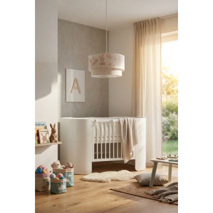 Brilagi - LED Kinder-Pendelleuchte an Seil BOBO 1xE27/60W/230V pr. 35 cm weiß/Häschen