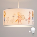 Brilagi - LED-Kinder-Pendelleuchte BOBO 1xE27/10W/230V Ø 35 cm weiß/Tiermotive