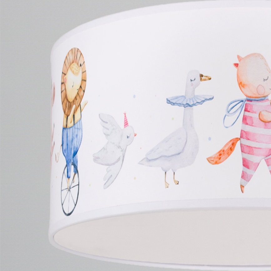 Brilagi - LED-Kinder-Pendelleuchte BOBO 1xE27/10W/230V Ø 35 cm weiß/Tiermotive