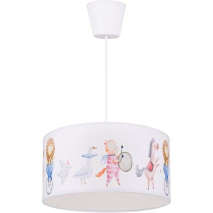 Brilagi - LED-Kinder-Pendelleuchte BOBO 1xE27/60W/230V Ø 35 cm weiß/Tiermotive