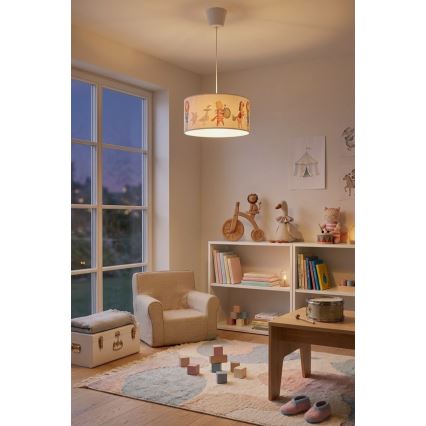 Brilagi - LED-Kinder-Pendelleuchte BOBO 1xE27/60W/230V Ø 35 cm weiß/Tiermotive