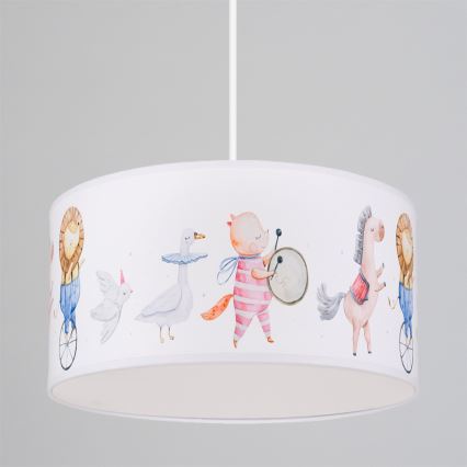 Brilagi - LED-Kinder-Pendelleuchte BOBO 1xE27/60W/230V Ø 35 cm weiß/Tiermotive