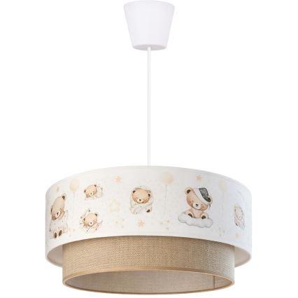 Brilagi - LED-Kinder-Hängeleuchte mit Kabelaufhängung BOBO 1xE27/60W/230V Ø 40 cm weiß/beige/Teddybären