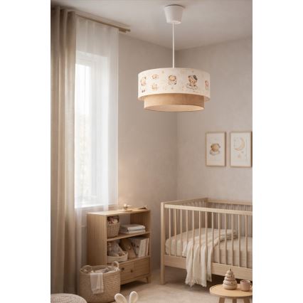 Brilagi - LED-Kinder-Hängeleuchte mit Kabelaufhängung BOBO 1xE27/60W/230V Ø 40 cm weiß/beige/Teddybären
