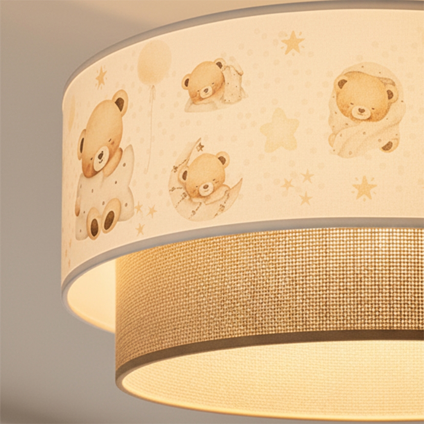 Brilagi - LED-Kinder-Hängeleuchte mit Kabelaufhängung BOBO 1xE27/60W/230V Ø 40 cm weiß/beige/Teddybären