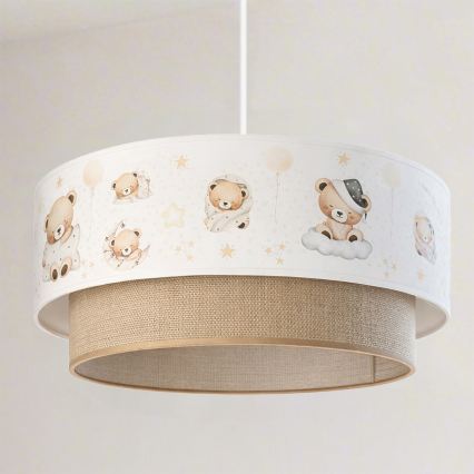 Brilagi - LED-Kinder-Hängeleuchte mit Kabelaufhängung BOBO 1xE27/60W/230V Ø 40 cm weiß/beige/Teddybären