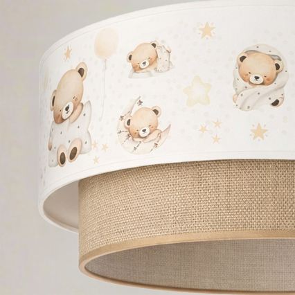 Brilagi - LED-Kinder-Hängeleuchte mit Kabelaufhängung BOBO 1xE27/60W/230V Ø 40 cm weiß/beige/Teddybären
