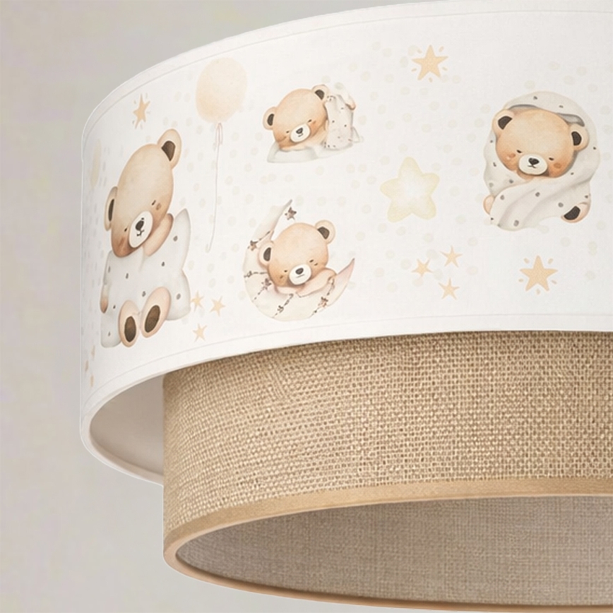 Brilagi - LED-Kinder-Hängeleuchte mit Kabelaufhängung BOBO 1xE27/60W/230V Ø 40 cm weiß/beige/Teddybären