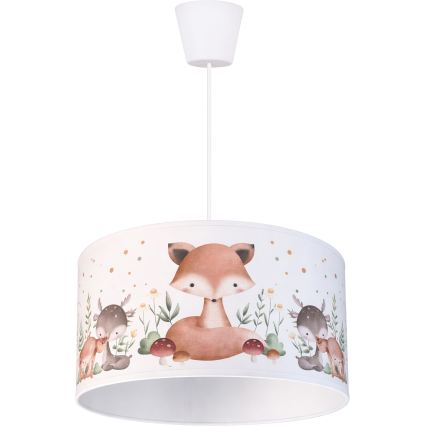 Brilagi - LED-Kinder-Pendelleuchte BOBO an Kabel 1xE27/10W/230V Ø 35 cm weiß/Tiermotive