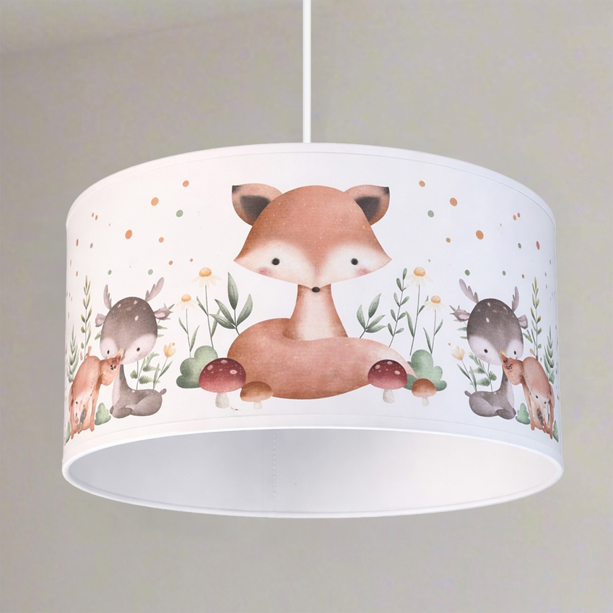 Brilagi - LED-Kinder-Pendelleuchte BOBO an Kabel 1xE27/10W/230V Ø 35 cm weiß/Tiermotive