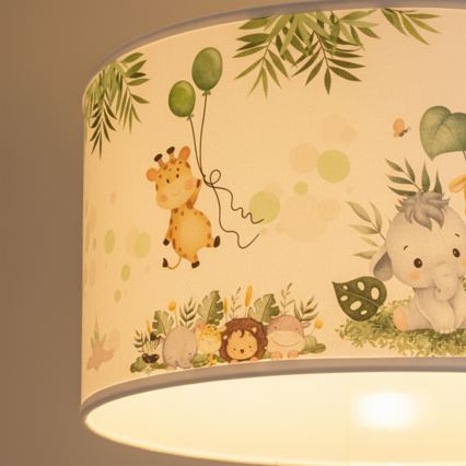 Brilagi - LED-Kinder-Pendelleuchte BOBO an Kabel 1xE27/60W/230V Ø 35 cm weiß/Dschungel