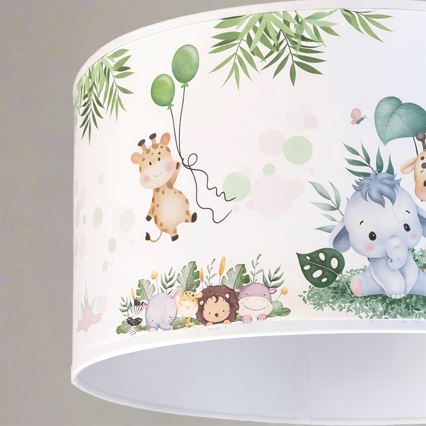 Brilagi - LED-Kinder-Pendelleuchte BOBO an Kabel 1xE27/60W/230V Ø 35 cm weiß/Dschungel