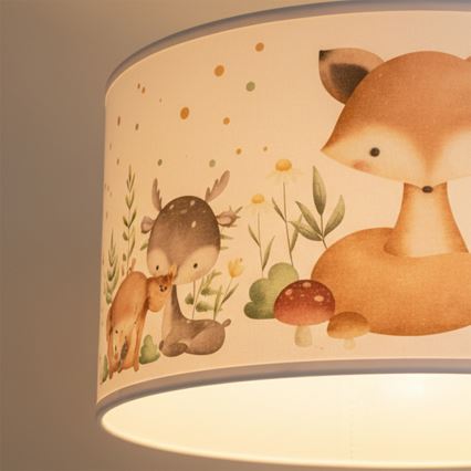 Brilagi - LED-Kinder-Pendelleuchte BOBO an Kabel 1xE27/60W/230V Ø 35 cm weiß/Tiermotive