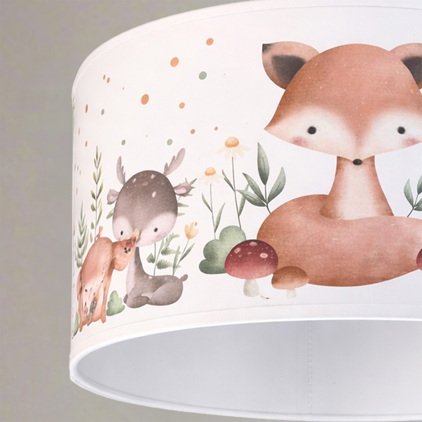 Brilagi - LED-Kinder-Pendelleuchte BOBO an Kabel 1xE27/60W/230V Ø 35 cm weiß/Tiermotive