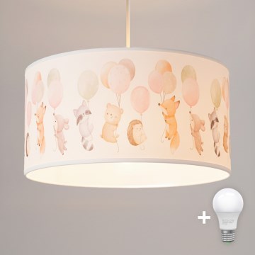 Brilagi - LED Kinder-Pendelleuchte BOBO mit Kabel 1xE27/60W/230V Ø 35 cm weiß/mit Tiermotiven