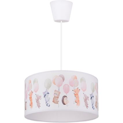 Brilagi - LED Kinder-Pendelleuchte BOBO mit Kabel 1xE27/60W/230V Ø 35 cm weiß/mit Tiermotiven