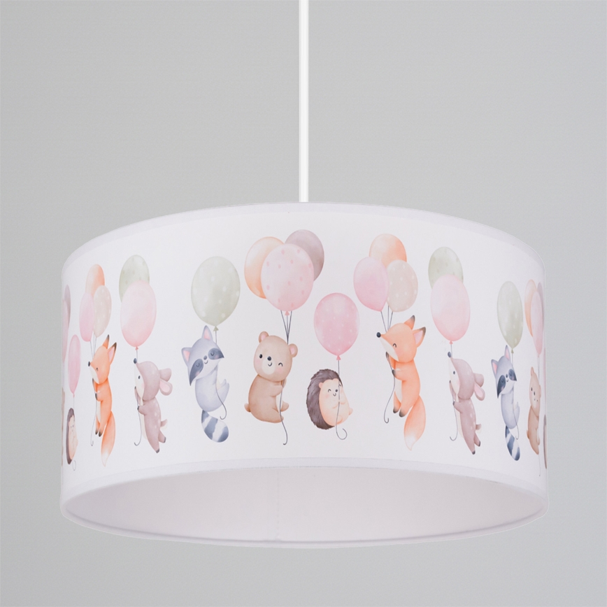 Brilagi - LED Kinder-Pendelleuchte BOBO mit Kabel 1xE27/60W/230V Ø 35 cm weiß/mit Tiermotiven