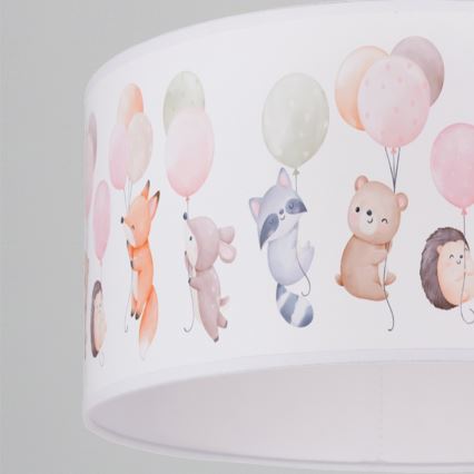 Brilagi - LED Kinder-Pendelleuchte BOBO mit Kabel 1xE27/60W/230V Ø 35 cm weiß/mit Tiermotiven