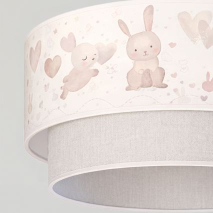 Brilagi - LED-Kinder-Pendelleuchte BOBO an Kabel 1xE27/60W/230V Ø 40 cm cremefarben/grau mit Hasenmotiv