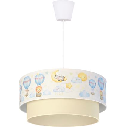 Brilagi - LED-Kinder-Pendelleuchte an Kabel BOBO 1xE27/10W/230V Ø 40 cm weiß/beige/Tiermotive