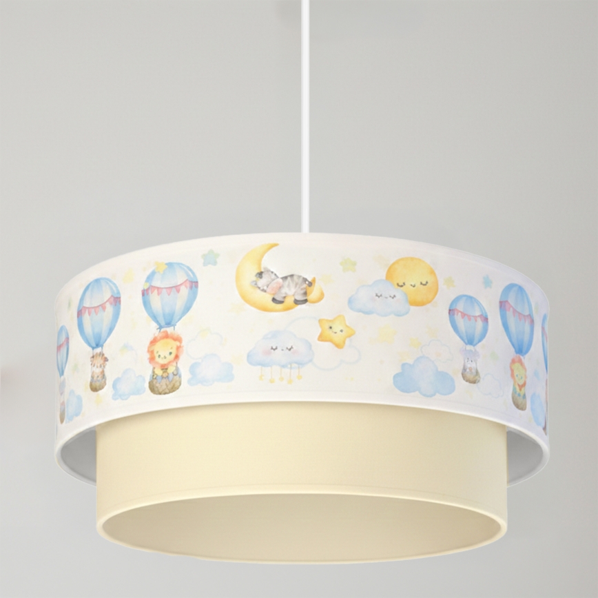 Brilagi - LED-Kinder-Pendelleuchte an Kabel BOBO 1xE27/10W/230V Ø 40 cm weiß/beige/Tiermotive