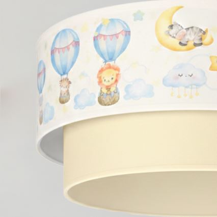 Brilagi - LED-Kinder-Pendelleuchte an Kabel BOBO 1xE27/10W/230V Ø 40 cm weiß/beige/Tiermotive