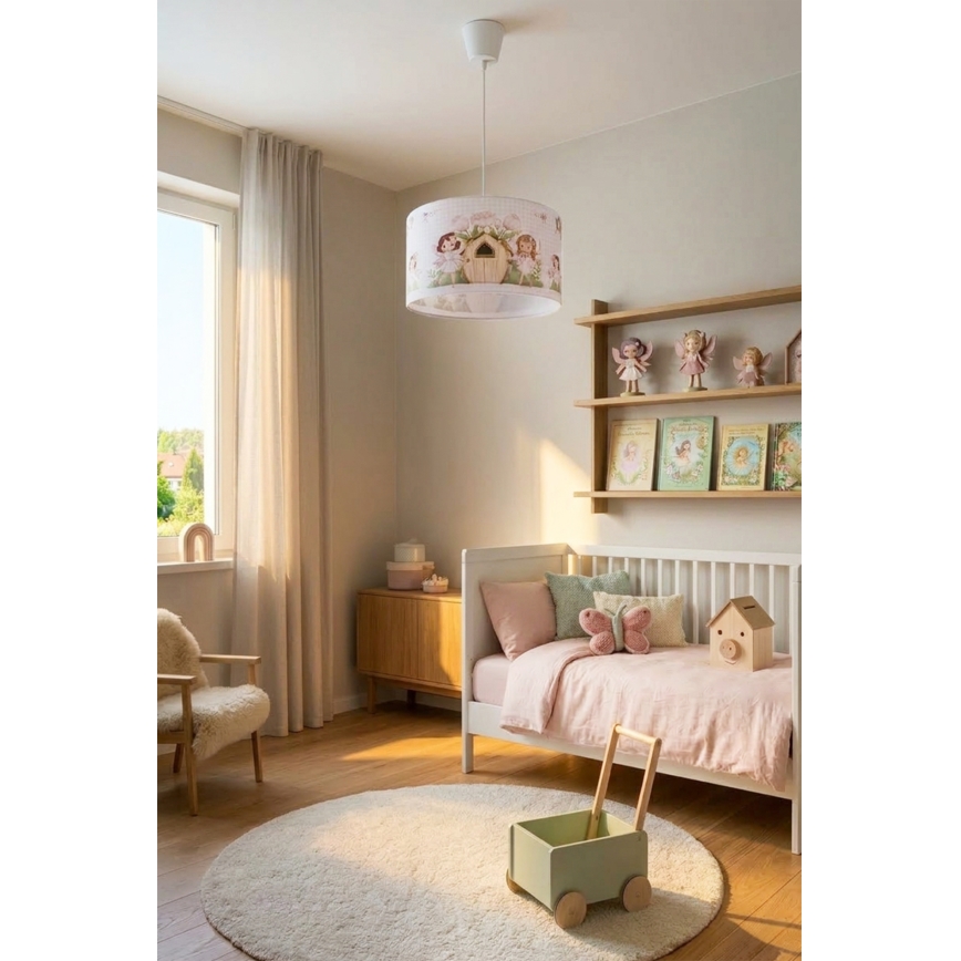 Brilagi - LED-Kinder-Pendelleuchte mit Kabelaufhängung BOBO 1xE27/10W/230V Ø 35 cm rosa/Feenmotiv