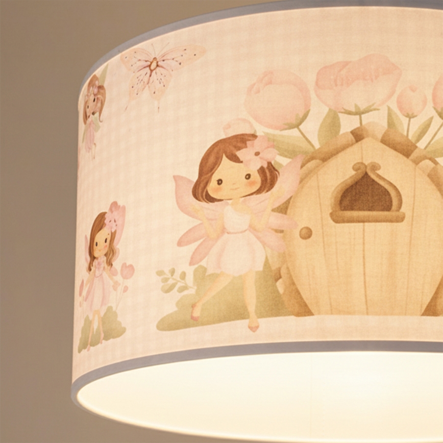 Brilagi - LED-Kinder-Pendelleuchte mit Kabelaufhängung BOBO 1xE27/10W/230V Ø 35 cm rosa/Feenmotiv