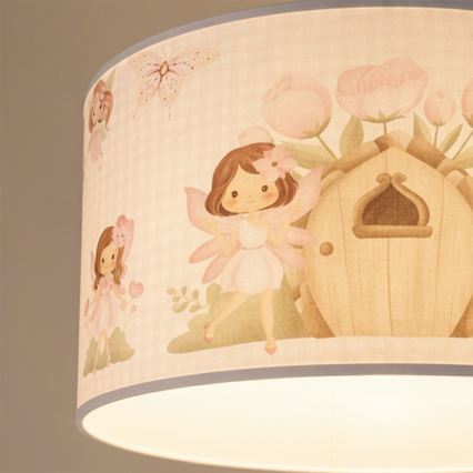 Brilagi - LED-Kinder-Pendelleuchte mit Kabelaufhängung BOBO 1xE27/60W/230V Ø 35 cm rosa/Feenmotiv