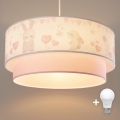 Brilagi - LED Kinder-Pendelleuchte mit Kabelaufhängung BOBO 1xE27/60W/230V Ø 40 cm creme/rosa/Häschen
