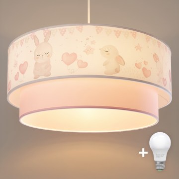 Brilagi - LED Kinder-Pendelleuchte mit Kabelaufhängung BOBO 1xE27/60W/230V Ø 40 cm creme/rosa/Häschen