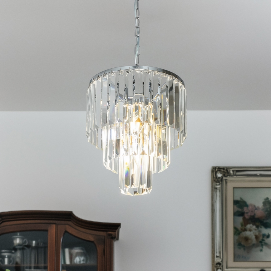 Brilagi - LED Kristall-Kronleuchter an Kette MOZART 4xE14/40W/230V glänzendes Chrom