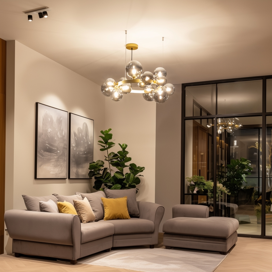 Brilagi - LED-Kronleuchter an Aufhängung MILLA 15xG9/3W/230V golden/rauchig