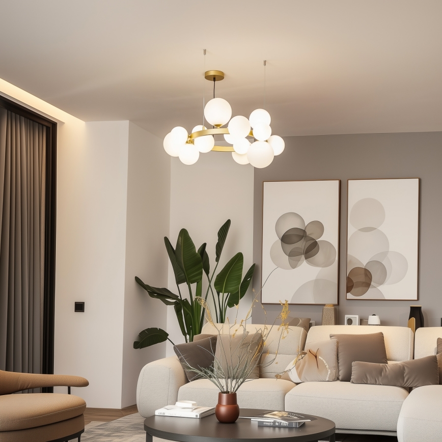 Brilagi - LED-Kronleuchter an Aufhängung MILLA 15xG9/3W/230V golden/weiß